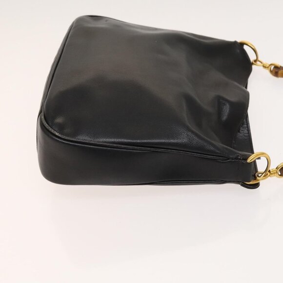 GUCCI Bamboo Shoulder Bag Leather 2way Black Gold - Picture 4 of 16